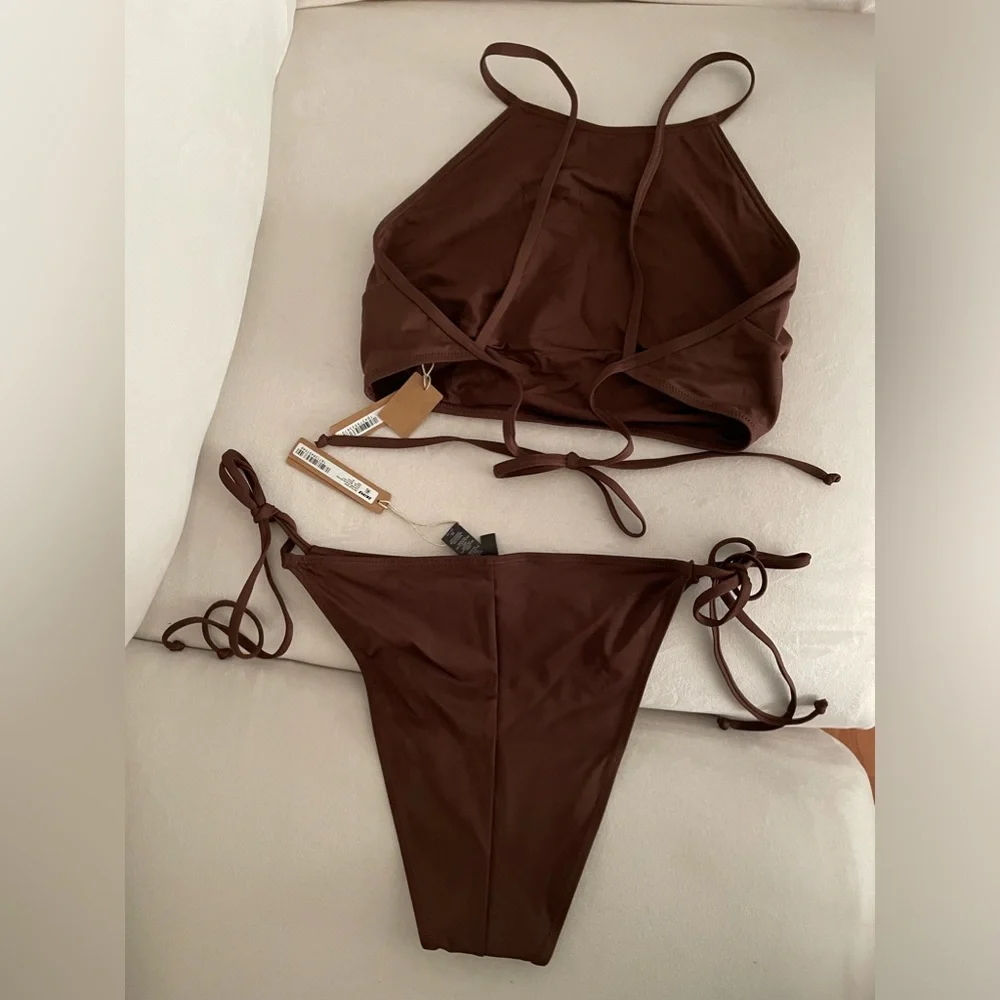NWT Skims Two Piece Swimsuit Bikini Top & Bottom Cocoa Color Size 2X